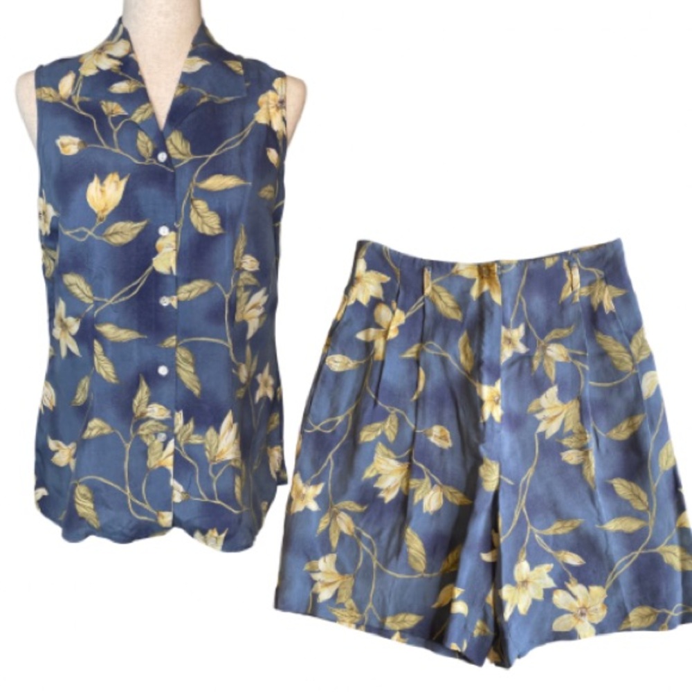 Bobby Jones Vintage Floral Sleeveless Button Down Matching Shorts Set | Size 6